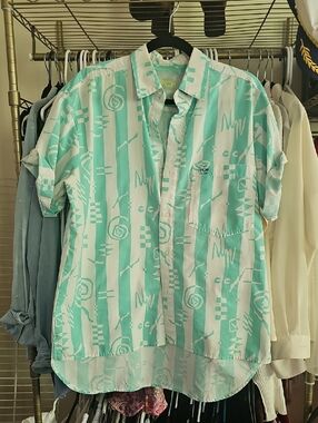Pacifica Mint Green & White Striped Short-Sleeve Button-Down Shirt